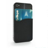 A sleek black Smart Wallet featuring a card slot with a card partially inserted. It has a minimalistic design.