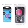 A blue and a black blister pack containing phone pop holders, with a car holder clip included. Each pack features a unique design.