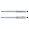 A silver Cross Century II ballpoint pen with a sleek design and a black tip and clip.