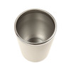 A double wall coffee cup in stainless steel featuring a sleek, cylindrical design and a smooth interior.