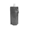 A drink bottle in a sleek grey design with a screw cap and a clip for easy attachment.