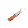 PU leather keyring in orange with a metal clasp and keyring attachment.