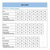 A size chart featuring measurements for unisex long sleeve jerseys, including chest and sleeve lengths for men, women, and kids.