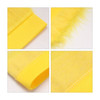Yellow fabric featuring a fuzzy texture along the edge, shown in four close-up sections highlighting details.