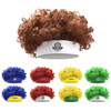 A curly, multi-coloured headband wig with a white band and various vibrant wig colours including blue, red, yellow, and green.