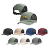 A short brimmed mesh running cap in various colours including black, beige, green, blue, and maroon, featuring a logo.