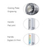 A transparent cooling fan featuring a silver cooling plate, a printed handle, and digital UV printing elements.