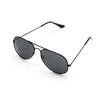 Classic aviator sunglasses with a black frame and dark lenses, featuring a sleek design and thin arms.