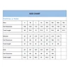 A size chart for a 100% polyester sublimated breathable crew neck raglan tee shirt, detailing measurements for men, women, and kids.