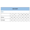 A size chart for a jacket featuring measurements for various sizes, including full chest and total length.