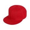 A red 6-panel trucker cap with a flat brim and an interior logo.