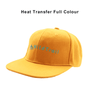 A yellow 6-panel trucker cap with a front logo and a curved brim.