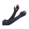 Long sleeve, fingerless gloves in dark navy, featuring a snug fit and textured grip on the palms.