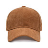 A corduroy baseball cap in a warm brown shade with a curved brim and subtle branding.
