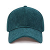 A teal corduroy baseball cap with a structured crown and curved brim, featuring a logo on the front.