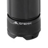 A black LED torch with a textured grip and a logo near the base.