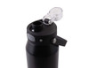 A drink bottle featuring a black, matte finish with a quick release lid and an attached spout for easy pouring.