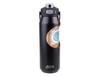 A drink bottle in black with a vacuum quick release lid, featuring a design and an Oasis logo.