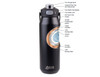 A drink bottle in matte black with a stainless steel body, featuring a quick release lid and durable handle.