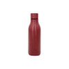 A drink bottle in a matte burgundy finish, featuring a sleek design and a screw-top lid. It has a logo on the side.