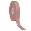 A roll of satin polyester ribbon in a soft pink colour, displaying a smooth, even finish. It features a logo.
