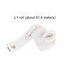 A roll of organza ribbon in white with gold lettering and a heart design, approximately 91.4 meters long and 19mm wide.