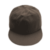 A giant brown baseball cap with a flat brim and structured crown, featuring a logo on the front.
