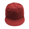 A red giant baseball cap with a flat brim and a structured crown, featuring a logo on the front.