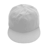 A giant white baseball cap with a flat brim and a rounded crown, featuring a logo.