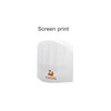 A white disposable non-woven kids chef hat with a logo printed on it.