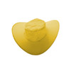 A foldable cowboy hat in bright yellow, designed with a wide brim and a pouch for storage.