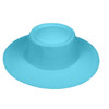 A flat top felt fedora hat in a bright aqua blue colour, featuring a simple design and no visible branding.