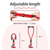 A red adjustable phone strap features metal clips and has an adjustment range of 17-28 cm in length.