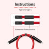 A red Type C to Type C charging cable with connector protection hats on both ends, displayed on a light background.
