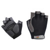 A pair of black and grey anti-slip bike gloves featuring padded areas and a fingerless design.