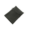 A compact, black wallet with a zip closure, featuring a smooth fabric finish and a small logo.