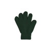 A pair of plain knitted gloves in dark green with a ribbed cuff. The gloves have a woven label.