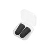 Ear plugs in a transparent case, featuring two black foam plugs.
