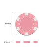 A pink ABS poker chip featuring white accents, measuring 40mm in diameter and 3.3mm thick.