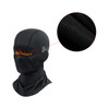 A black Winter Balaclava Cycling Face Mask with a flame design on the eye area, featuring a logo.