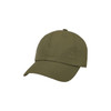 A lightweight cap in olive green with a curved brim and ventilation holes. Features a simple design and branding.