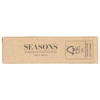 A cardboard box with a natural brown finish, featuring a logo and text branding for the product "Seasons".