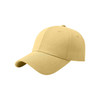 A cotton hard top baseball cap in a light yellow colour, featuring a rounded crown and a curved brim.