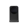 A wireless charger featuring a sleek black design with a smooth circular charging pad and a minimalist shape.
