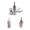 A drink bottle opener in a wine bottle design, featuring stainless steel with multiple tools including a corkscrew and bottle opener.