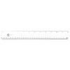 A clear plastic 30cm ruler featuring measurement markings and a branding logo. Suitable for office or educational use.