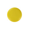 A yellow frisbee with a circular design and a subtle texture. It features a logo.