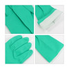 A pair of reusable cleaning nitrile gloves in bright turquoise with a white cuff, featuring a textured grip and flexible design.