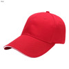 A red heavy acrylic sandwich cap featuring a curved brim and a logo on the front.