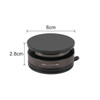 A round, black suction magnetic phone holder with dimensions 6cm in diameter and 2.8cm in height.
